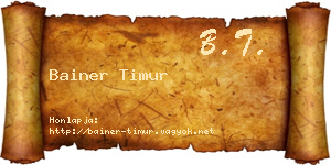 Bainer Timur névjegykártya